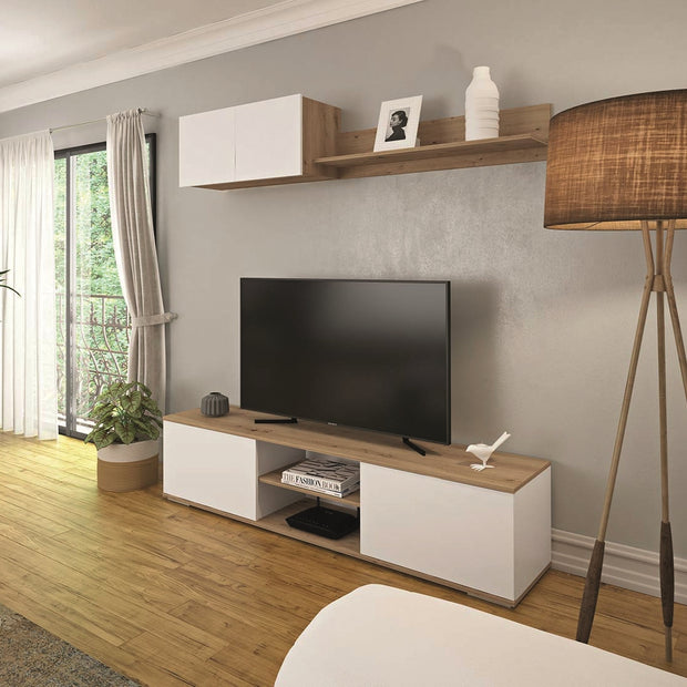 MUEBLE TV 180 cm - ROBLE ALBA-BLANCO SOFT