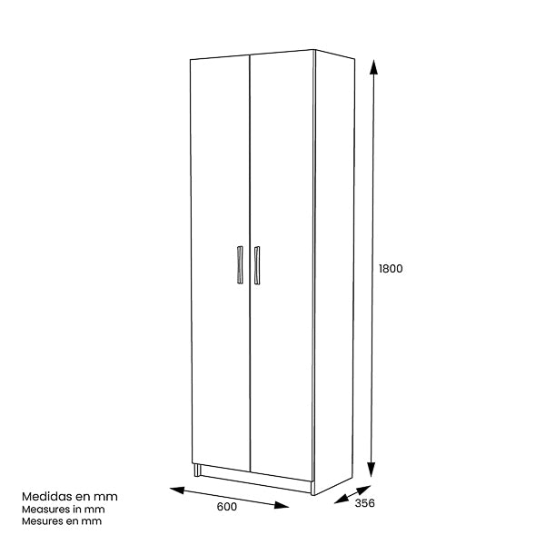 Armario Multiestante 2 Puertas – 180x60x35 cm