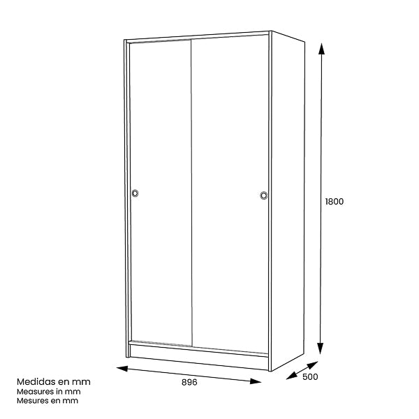 ARMARIO CORREDERA BLANCO 89.6x50x180cm