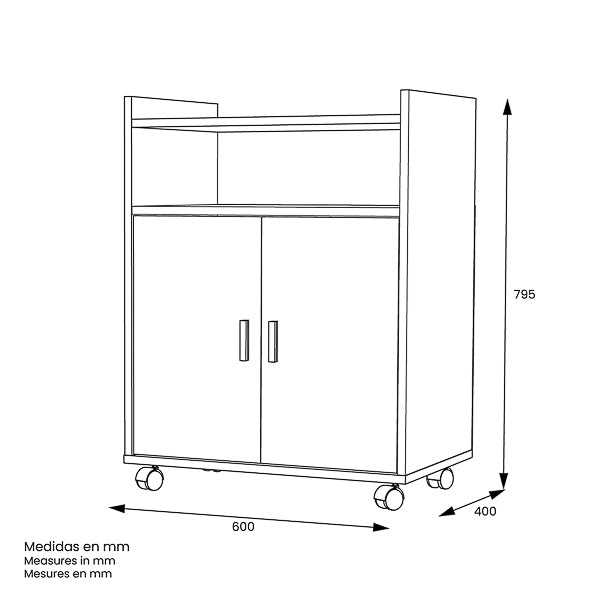 Mueble Auxiliar para Microondas con Ruedas –  60x40x79,5 cm