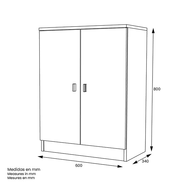 Mueble Multiusos Bajo 2 Puertas –  60x34x80 cm