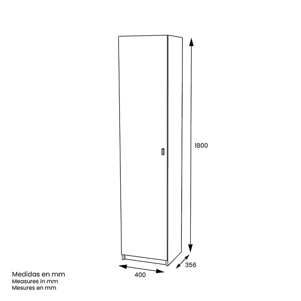Armario Multiusos 1 Puerta Blanco – 180x40x35,6 cm