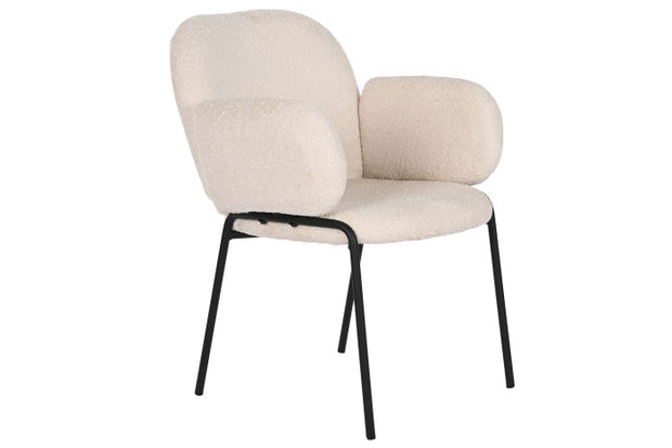 SILLA POLIESTER METAL 60X62X84 BOUCLE CREMA (Pack 2 Unidades)